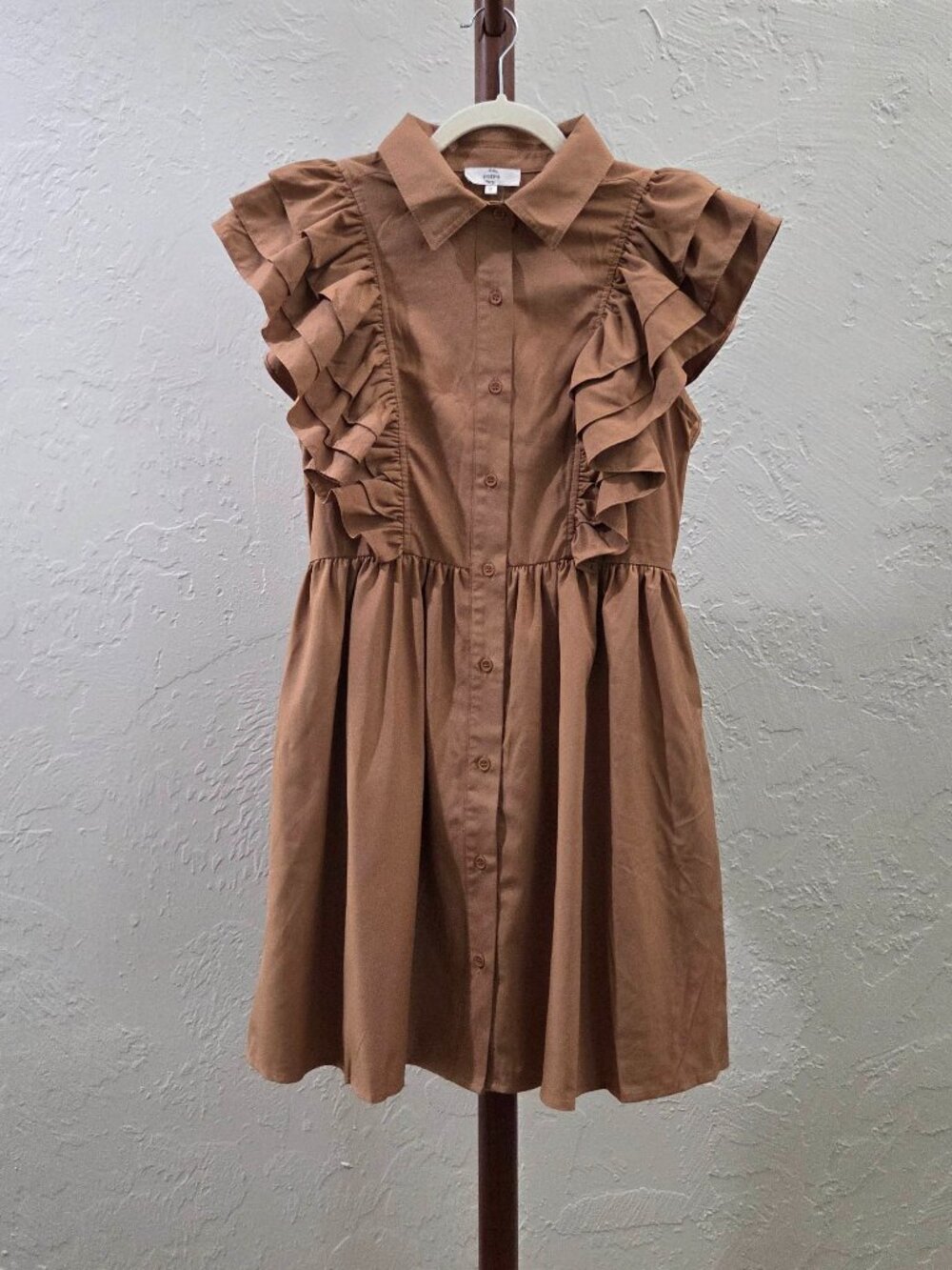 Entro Collared‎ Ruffled Button Down Dress